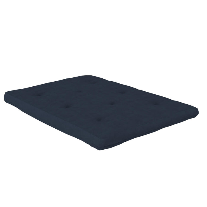 Dorel Home Harlow Full Metal Arm Futon with 6\" Thermo-bonded High-Density Polyester Fill Futon Mattress - Blue