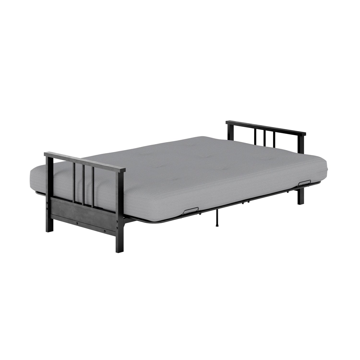 Harlow Full Metal Arm Futon with 6 Thermo bonded High Density Polyester Fill Futon Mattress Grey