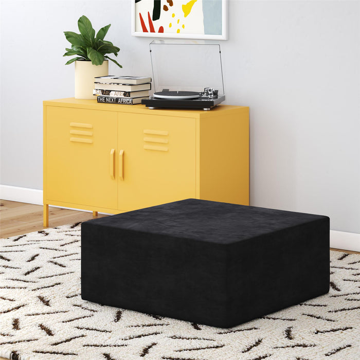 Novogratz The Flower Microfiber Ottoman Pouf - Black