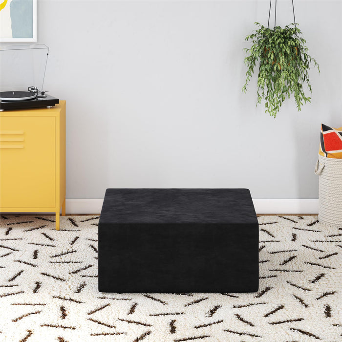 Novogratz The Flower Microfiber Ottoman Pouf - Black