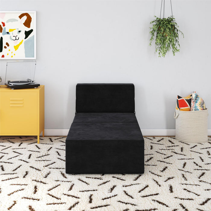 Novogratz The Flower Microfiber Ottoman Pouf - Black