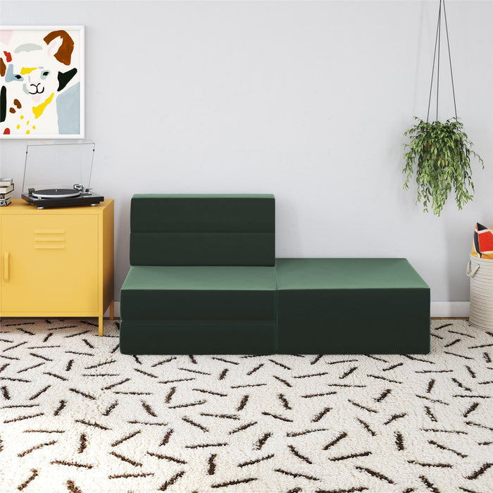 Novogratz The Flower Velour Modular Chair & Lounger - Green