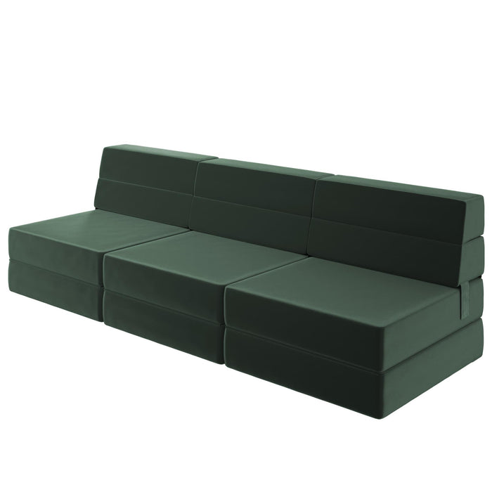 Novogratz The Flower Velour Modular Chair & Lounger - Green