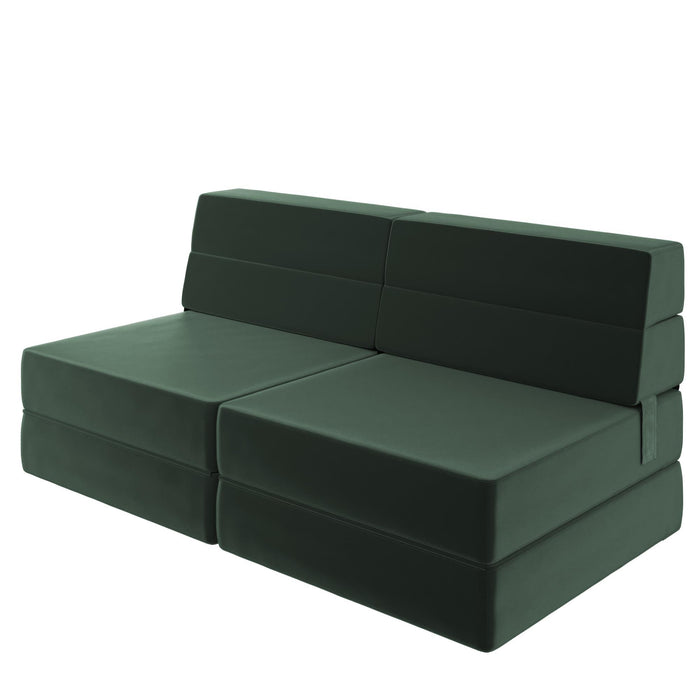 Novogratz The Flower Velour Modular Chair & Lounger - Green