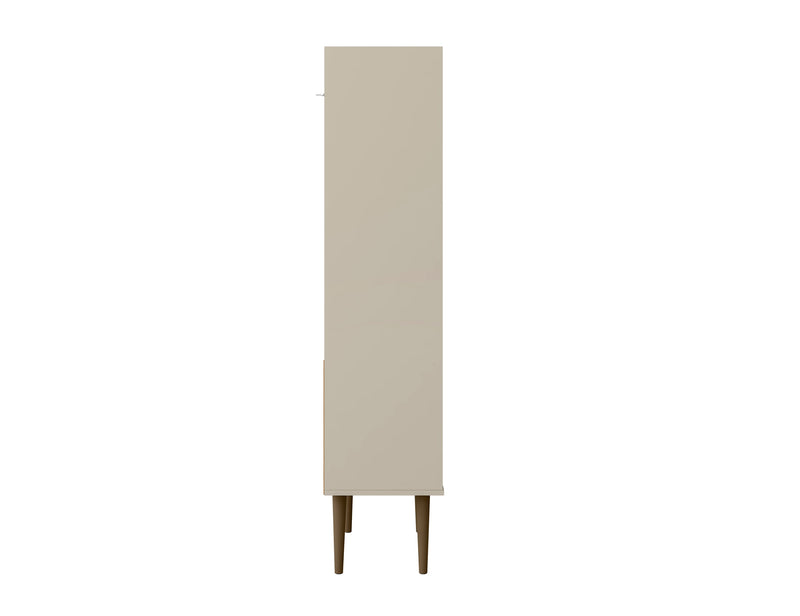 Manhattan Comfort Bogart 62.6\" Mid-Century Modern Bookcase - Off-White & Natural