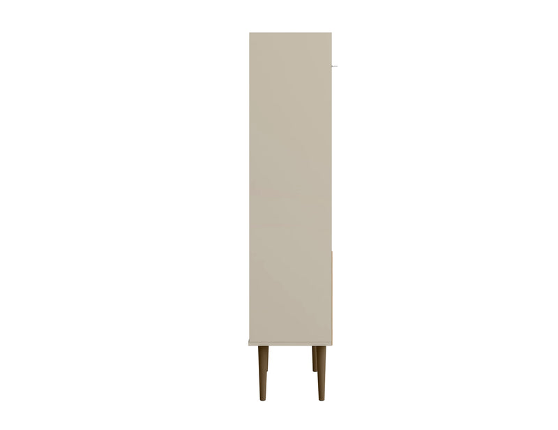 Manhattan Comfort Bogart 62.6\" Mid-Century Modern Bookcase - Off-White & Natural