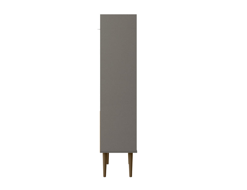 Manhattan Comfort Bogart 62.6\" Mid-Century Modern Bookcase - Grey & Natural