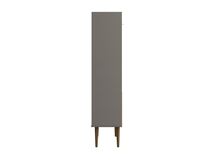 Manhattan Comfort Bogart 62.6\" Mid-Century Modern Bookcase - Grey & Natural