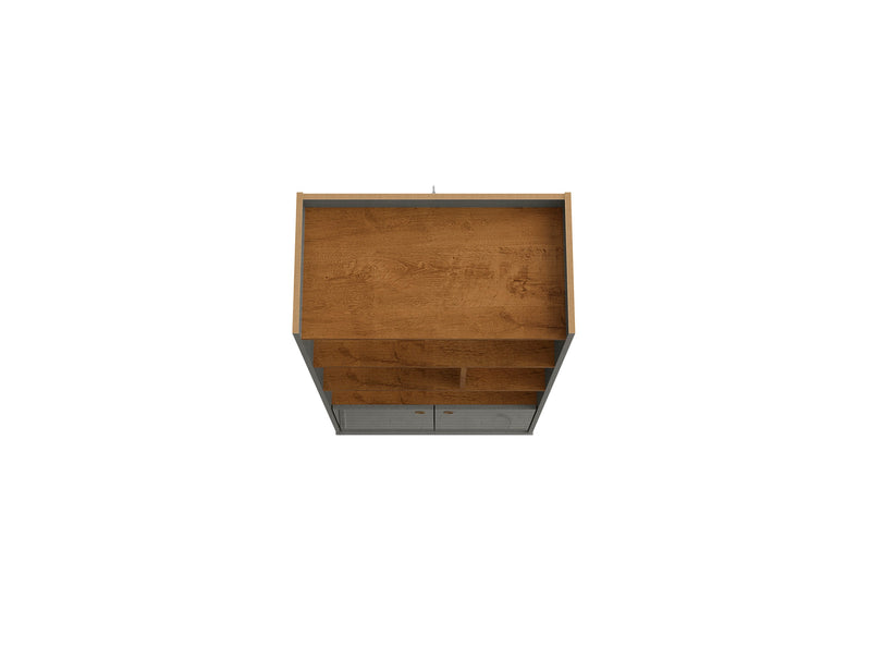 Manhattan Comfort Bogart 62.6\" Mid-Century Modern Bookcase - Grey & Natural