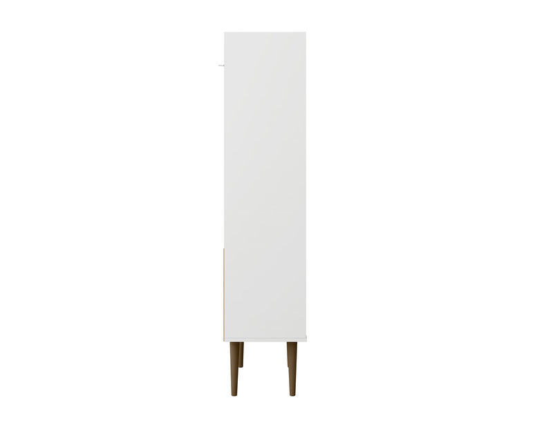 Manhattan Comfort Bogart 62.6\" Mid-Century Modern Bookcase - White & Natural