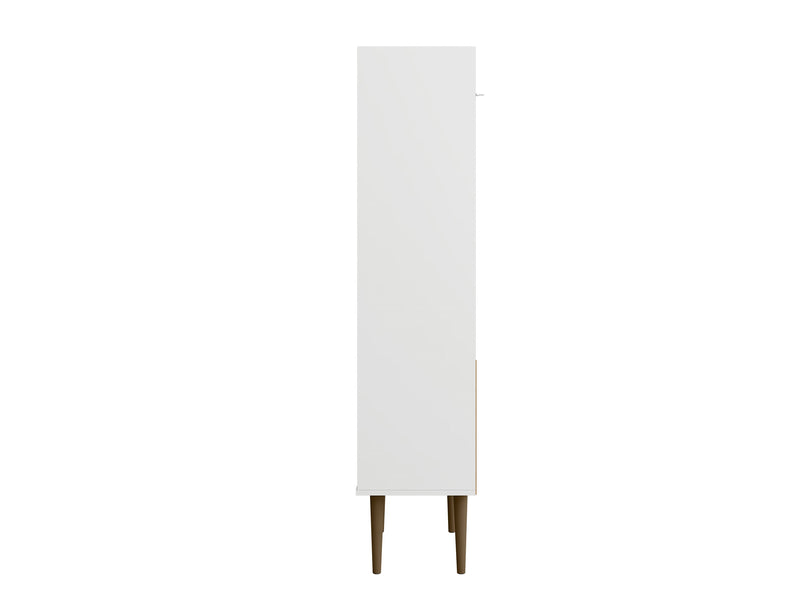 Manhattan Comfort Bogart 62.6\" Mid-Century Modern Bookcase - White & Natural