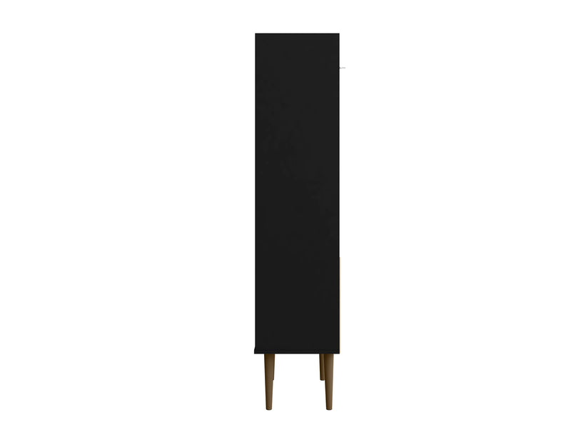 Manhattan Comfort Bogart 62.6\" Mid-Century Modern Bookcase - Black & Natural