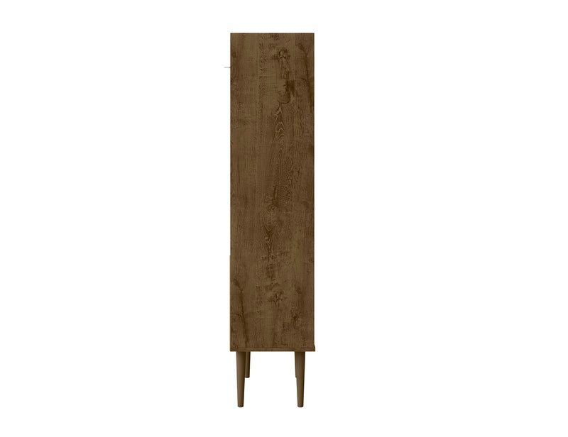 Manhattan Comfort Bogart 62.6\" Mid-Century Modern Bookcase - Rustic Brown & Natural