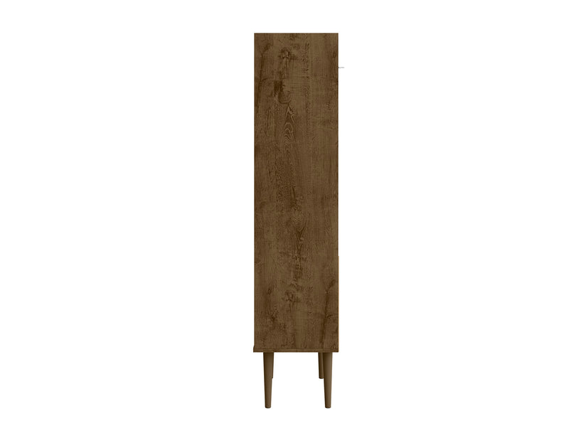 Manhattan Comfort Bogart 62.6\" Mid-Century Modern Bookcase - Rustic Brown & Natural