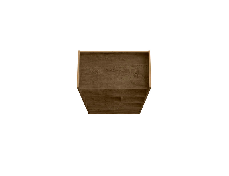 Manhattan Comfort Bogart 62.6\" Mid-Century Modern Bookcase - Rustic Brown & Natural