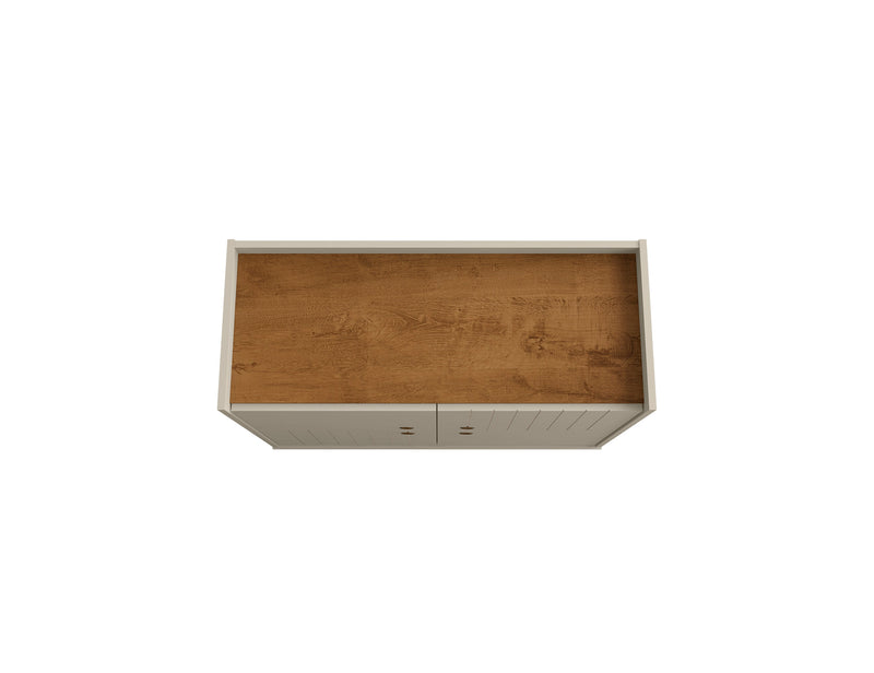 Manhattan Comfort Bogart Mid-Century Modern Accent Cabinet - Off-White & Natural