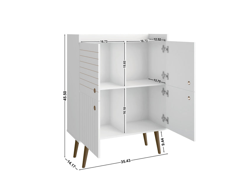 Manhattan Comfort Bogart Mid-Century Modern Accent Cabinet - White & Natural