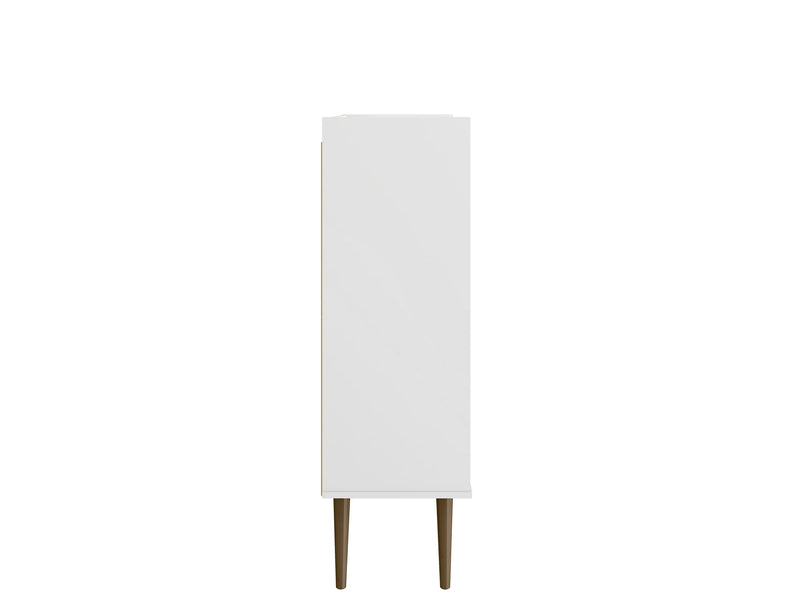 Manhattan Comfort Bogart Mid-Century Modern Accent Cabinet - White & Natural