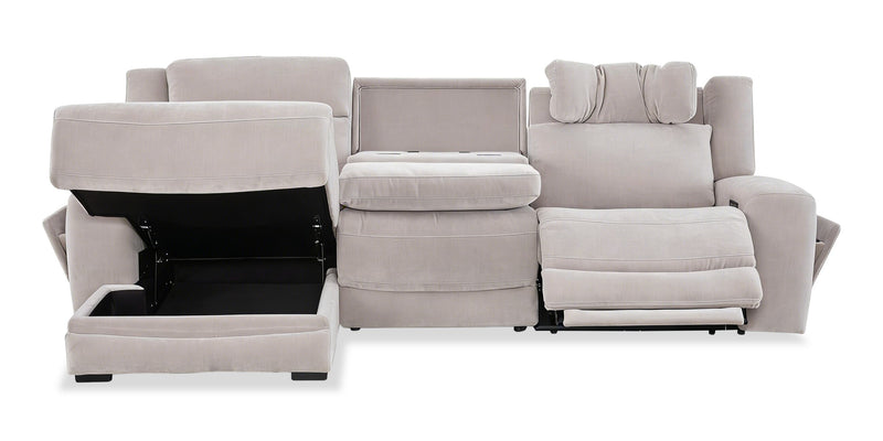 Shaquille O’Neal Home Legacy 3-Piece Left-Facing Power Reclining Sectional with Shaq-o-pedic Comfort - Grey 