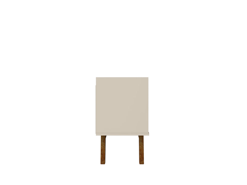 Manhattan Comfort Mid-Century Modern Marcus 70.86\" TV Stand with Solid Wood Legs - Greige & Natural