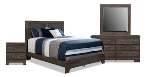 Yorkdale 6pc Bedroom Set with Panel Bed, Dresser, Mirror & Nightstand, Grey - Queen Size