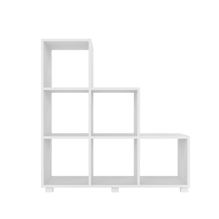 Manhattan Comfort Sophisticated Cascavel Stair Cubby Bookcase with 6 Cube Shelves - White