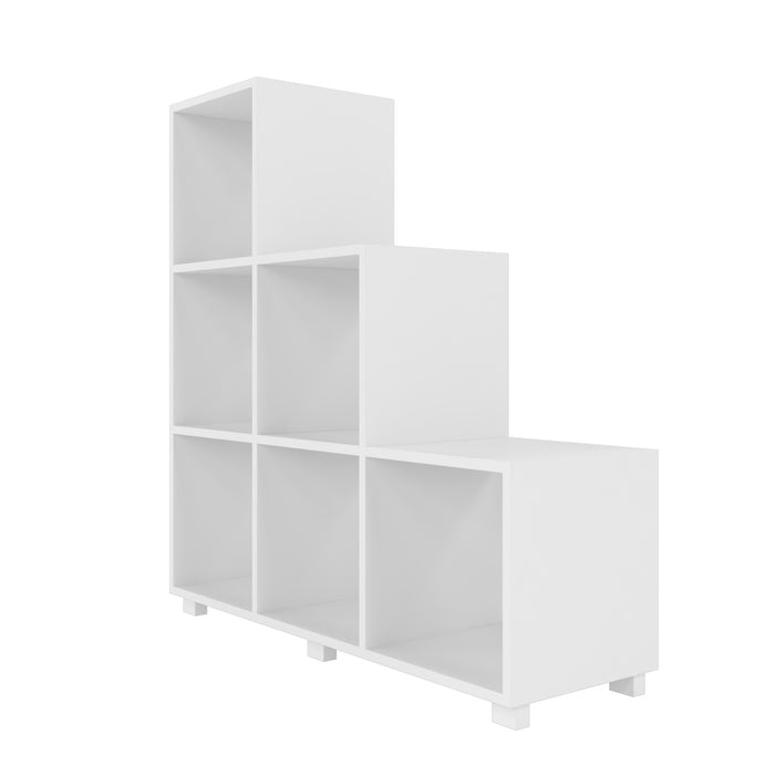 Manhattan Comfort Sophisticated Cascavel Stair Cubby Bookcase with 6 Cube Shelves - White