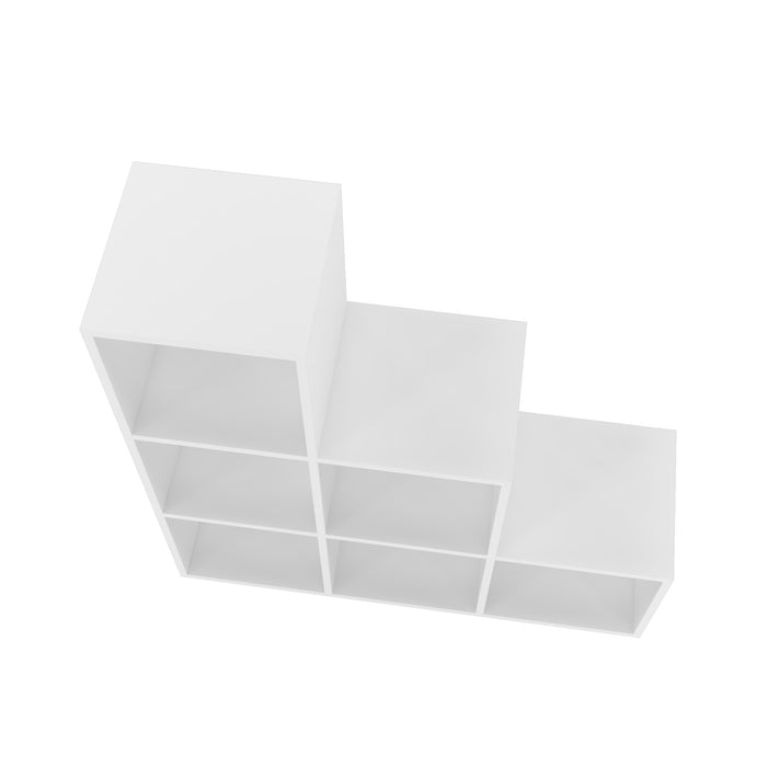 Manhattan Comfort Sophisticated Cascavel Stair Cubby Bookcase with 6 Cube Shelves - White