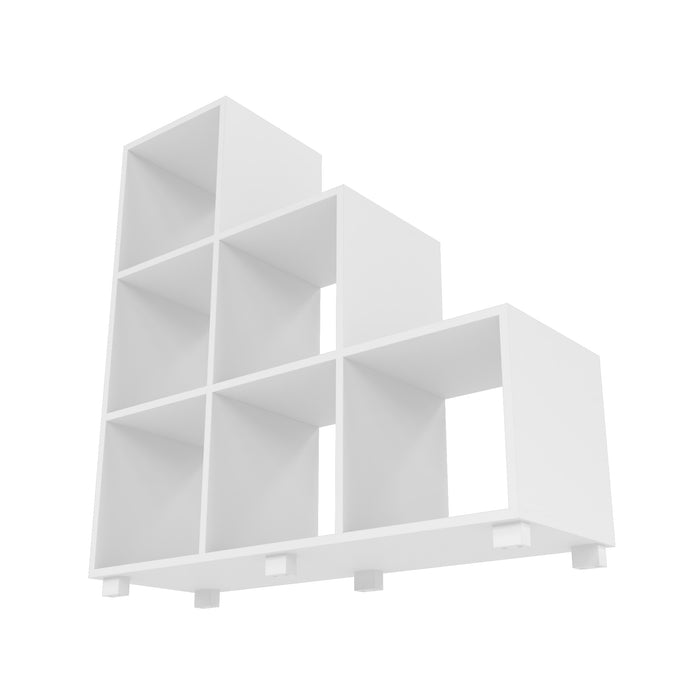 Manhattan Comfort Sophisticated Cascavel Stair Cubby Bookcase with 6 Cube Shelves - White