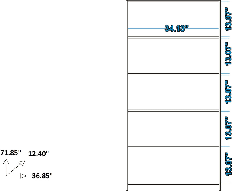 Manhattan Comfort Classic Olinda Bookcase with 5-Shelves - Nut Brown