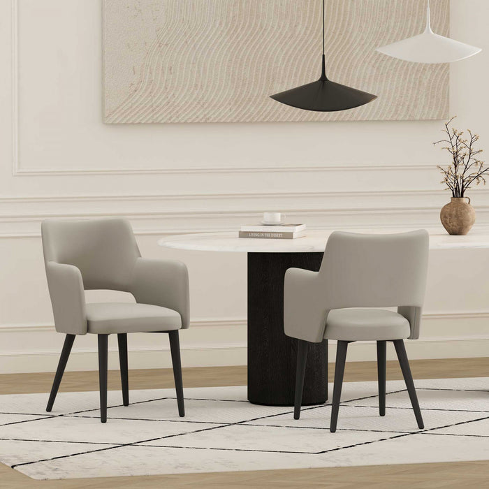 Tremont Modern Vegan Leather Metal Armchair in Stone Gray - Set of 2