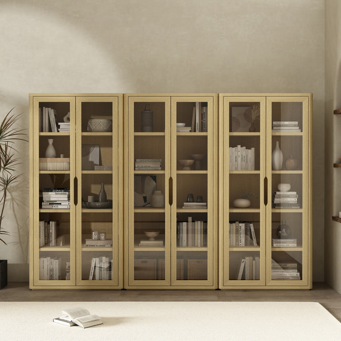 Rivington Modern 38\" Bookcase Cabinet in Natural Oak - Set of 3