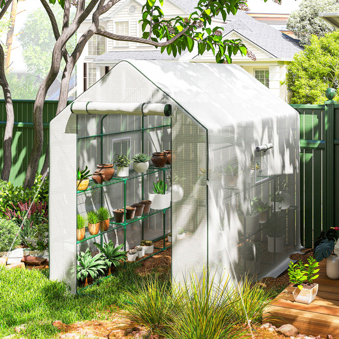 Outsunny 10'x6.6' Tunnel Greenhouse with Upgraded Structure, Mesh Door