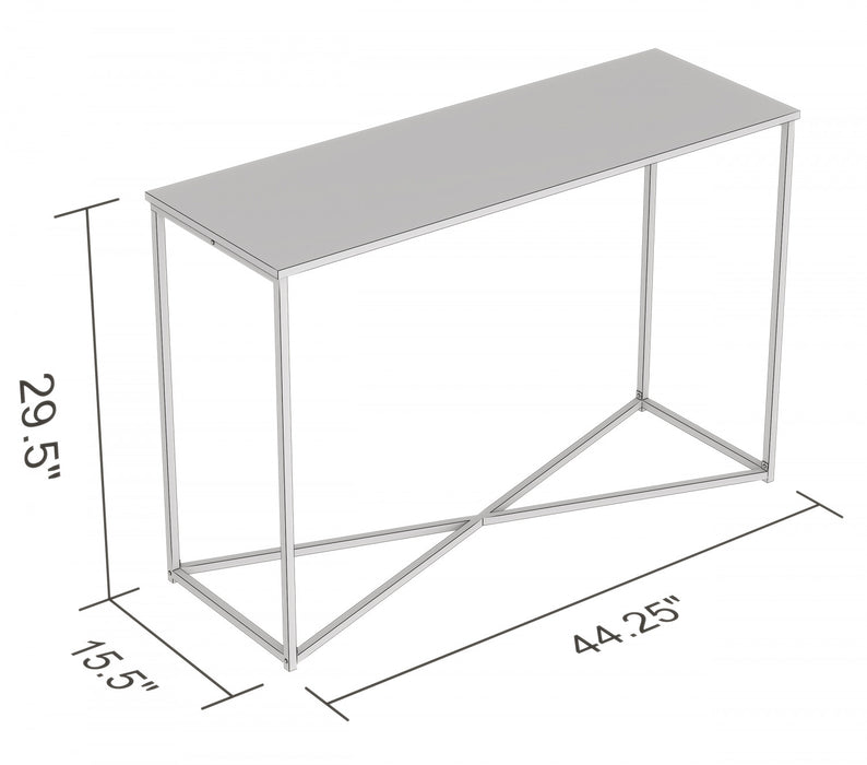 44” Console Table - Brown Reclaimed Wood With Black Metal Base