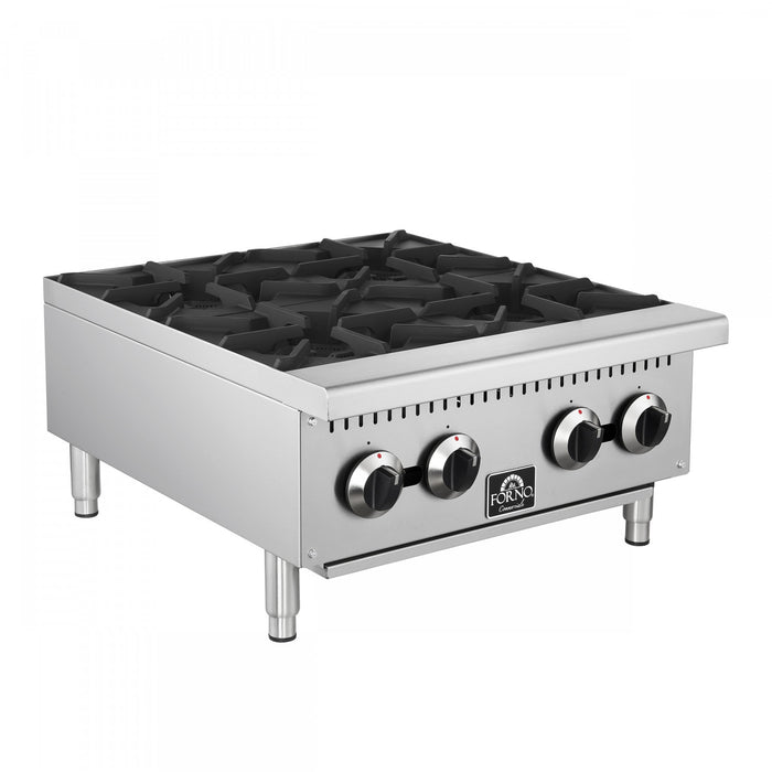 FORNO Commerciale 24 Inch Gas Hotplate with 4 Burners, 104,000 BTU, Stainless Steel - FCMHP0079-24