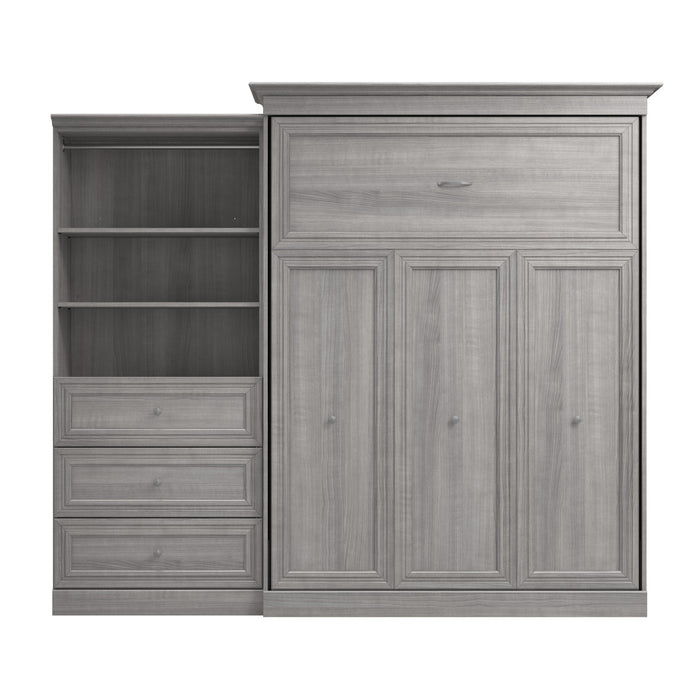 Bestar Versatile Queen Murphy Bed and Closet Organizer with Drawers (103 W) - Platinum Grey