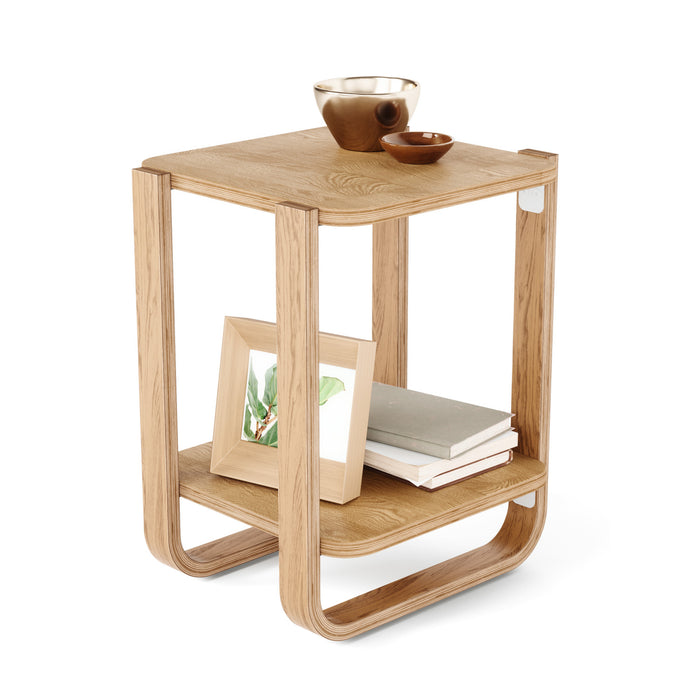 Umbra Modern Solid Wood Bellwood Chairside End Table with Shelf - Natural