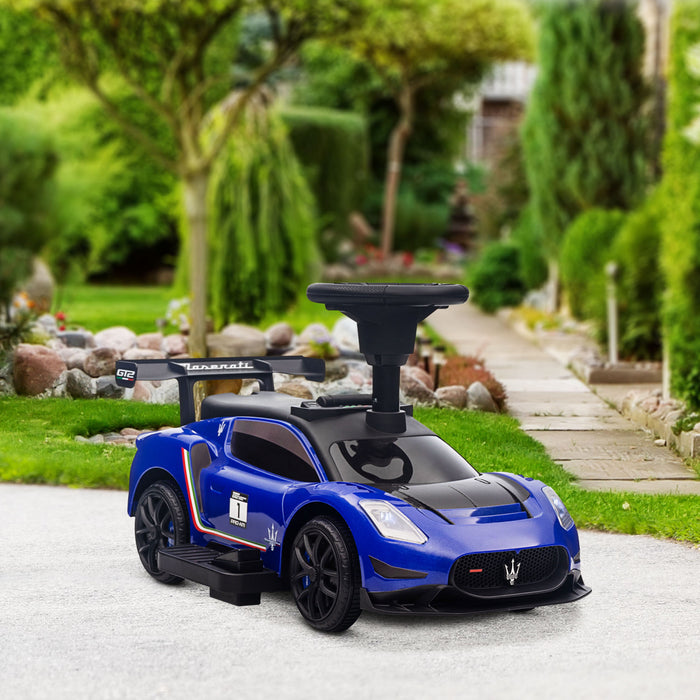 Qaba Maserati Gt2 Licensed Baby Car, 6v Battery Powered Ride-On Ride On Toy With Under Seat Storage, Led Headlights Music Mp3, Kids Electric Car For Toddlers 18-60 Months, Blue