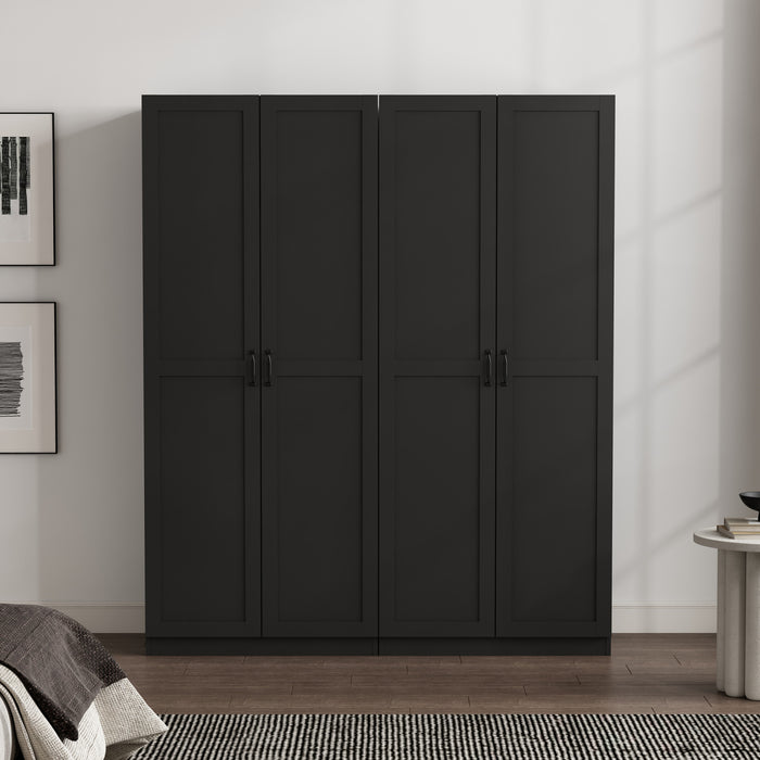 Cornelia Modern 30\" Storage Cabinet in Black (4-Shelf) - Set of 2 Bookcase