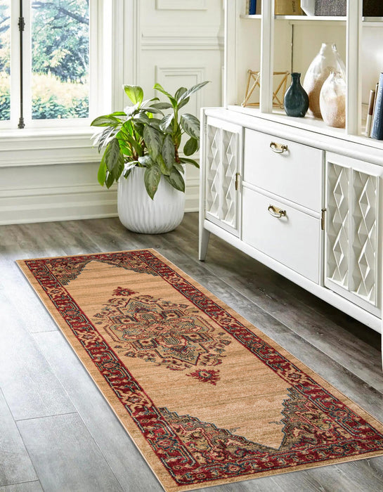Lux Traditional 2'3\" x 7'6\" Runner Rug in Ivory Indoor Area Rug