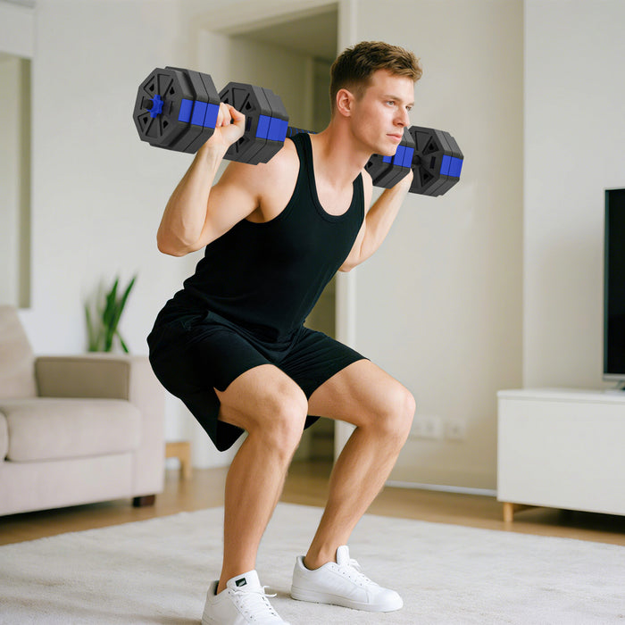 Soozier 6-in-1 Adjustable Dumbbell Set, 66lbs Free Weights Set, Blue
