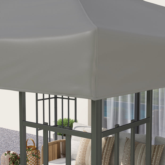 10' X 10' Double Tier Gazebo Replacement Canopy Cover, Upf30+, Grey