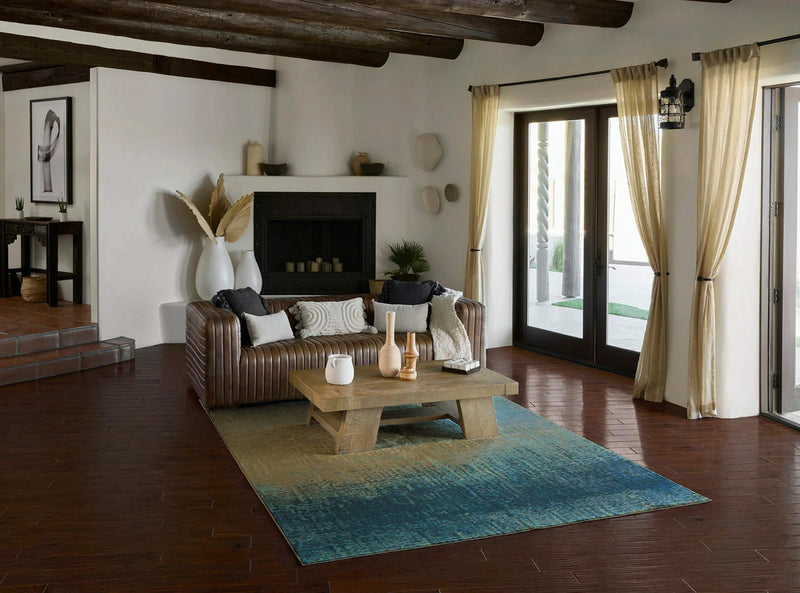 Sable Contemporary 7'9\" x 9'10\" Area Rug in Blue Indoor Area Rug