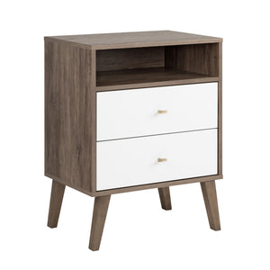 Milo 2-Drawer Tall Nightstand - Drifted Grey/White