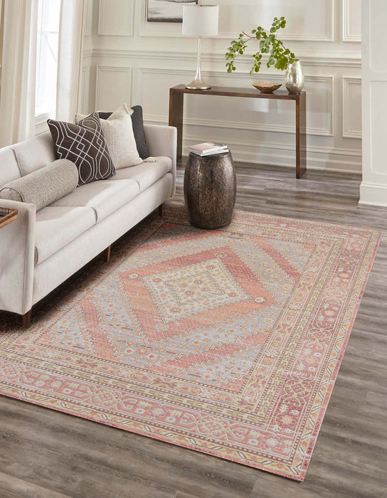 Poppy Traditional 5'3\" x 7'3\" Area Rug in Pink Indoor Area Rug