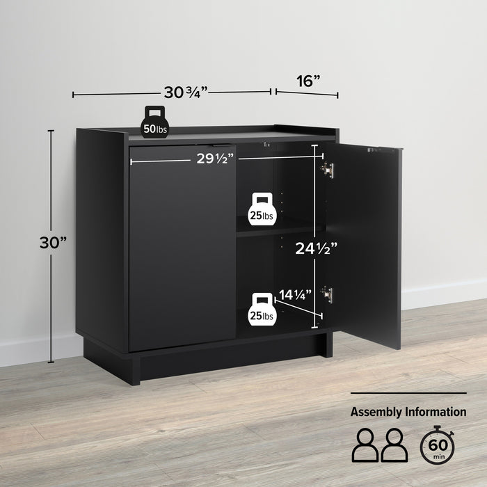 Prepac Simply Modern 2-Door Console Buffet - Black