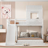 Marico Twin Over Solid Wood Full Bunk Bed With Slide, Playhouse Design - White | Lit Superpose Marico En Bois Massif, Taille Simple En Haut Et Double En Bas, Avec Toboggan, Design Maison De Jeu - Blanc