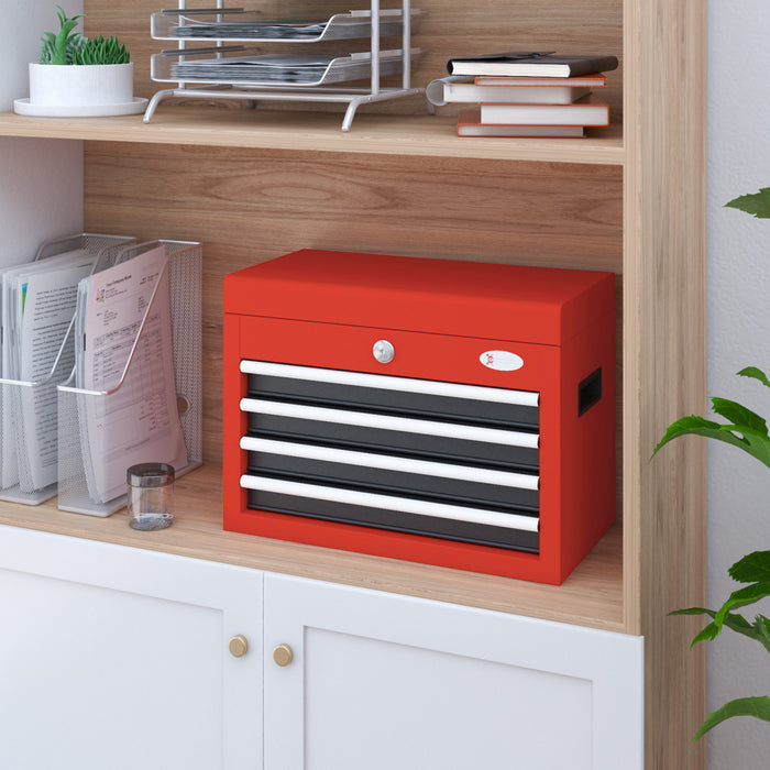 Durhand 4 Drawer Tool Box With Latch And Keys For Garage Warehouse