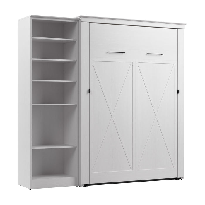 Bestar Key West Full Murphy Bed with Closet Organizer (88 W) - Pure White Oak