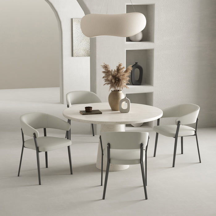 Belle Modern Metal Upholstered Dining Chair in Oatmeal - Set of 4